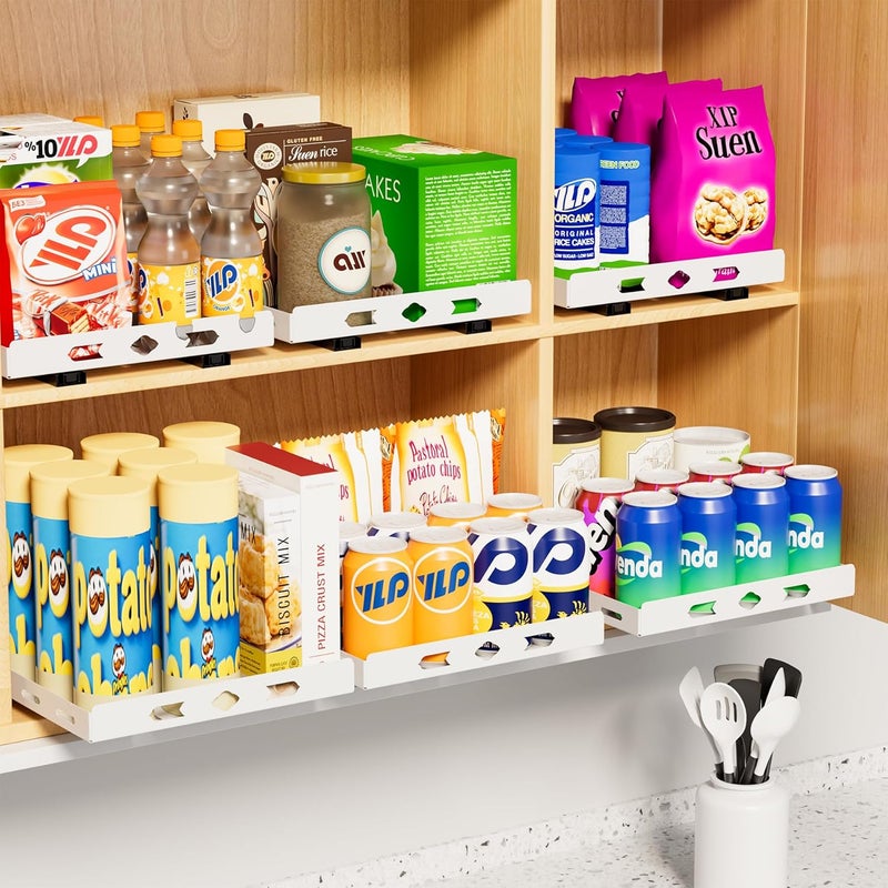 XLP Store Pull-Out Spice Rack Organizer – Heavy Duty Slide-Out Cabinet Storage | Fits Spices, Sauces, Cans, Dishes | Kitchen & Pantry Organizer, White (12.5''Wx10.5''Dx1.8''H) - Image 5
